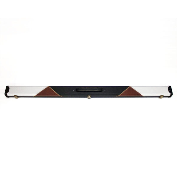 Boitier rigide tricolore blanc brun et noir pour queue de billard 3/4