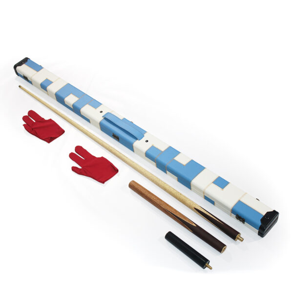 Boitier rigide damier "inversé" bleu et blanc pour queue de 1/2 – Image 2