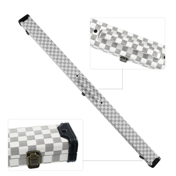 Boitier rigide fin damier gris clair et blanc pour queue de billard 3/4 – Image 3